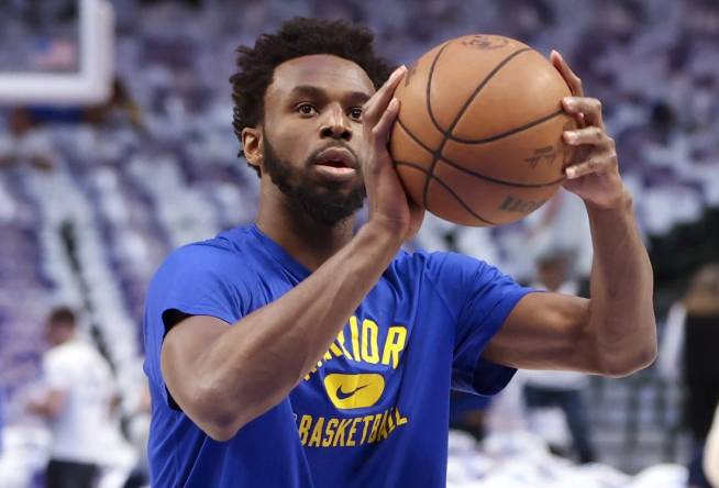 May 24, 2022; Dallas, Texas, USA; Golden State Warriors forward Andrew Wiggins (22) warms up before game four of the 2022 Western Conference finals against the Dallas Mavericks at American Airlines Center. Mandatory Credit: Kevin Jairaj-USA TODAY Sports