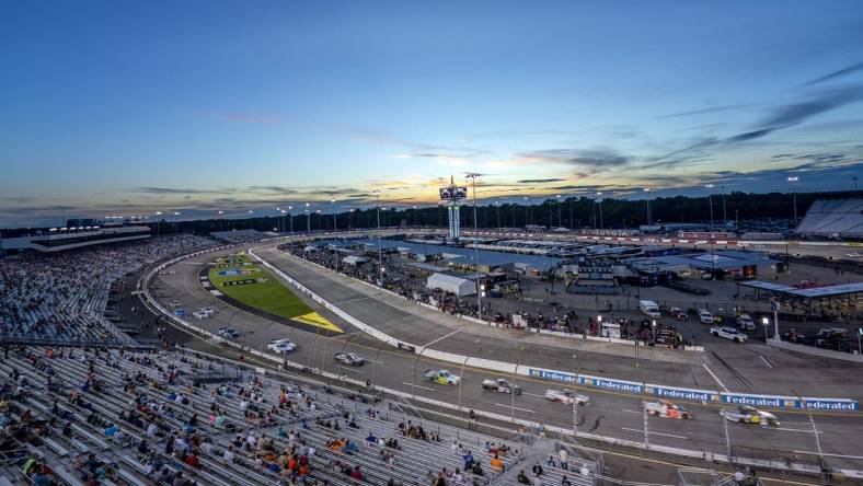 Aug 13, 2022; Richmond, Virginia, USA; An overall view of the track during the Truck Series Worldwide Express 250 at Richmond International Raceway. Mandatory Credit: Peter Casey-USA TODAY Sports