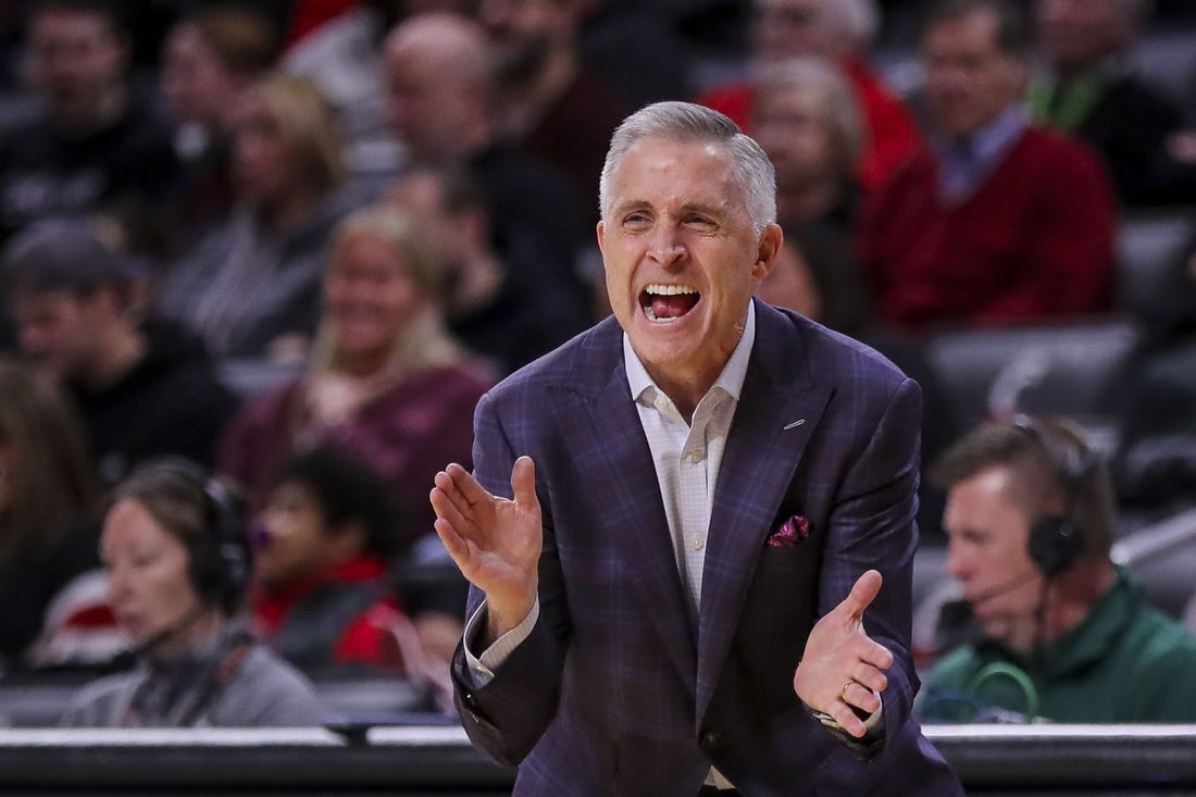 Feb 11, 2023; Cincinnati, Ohio, USA; South Florida Bulls head coach Brian Gregory during the first half against the Cincinnati Bearcats at Fifth Third Arena. Mandatory Credit: Katie Stratman-USA TODAY Sports