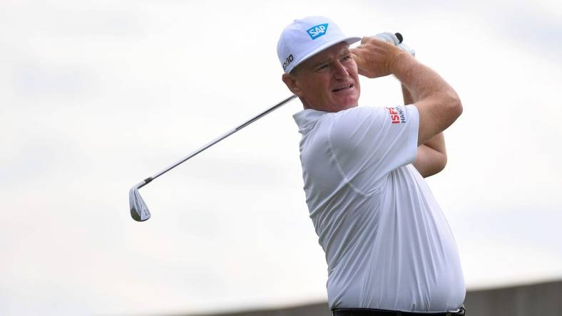 Ernie Els hits a tee shot at the Sanford International on Sunday, September 18, 2022, at the Minnehaha Country Club in Sioux Falls.

Sanford Intl Final Day 019

Syndication Argus Leader