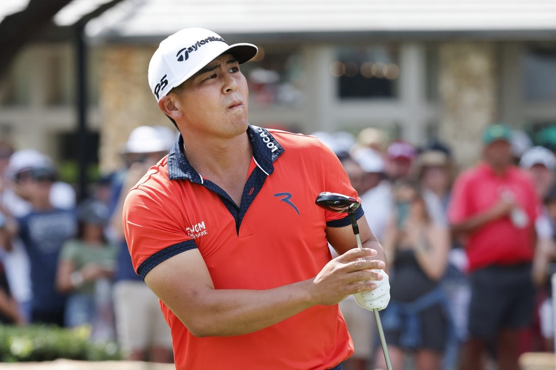 Mar 4, 2023; Orlando, Florida, USA;  Kurt Kitayama watches his drive on the first tee during the third round of the Arnold Palmer Invitational golf tournament. Mandatory Credit: Reinhold Matay-USA TODAY Sports