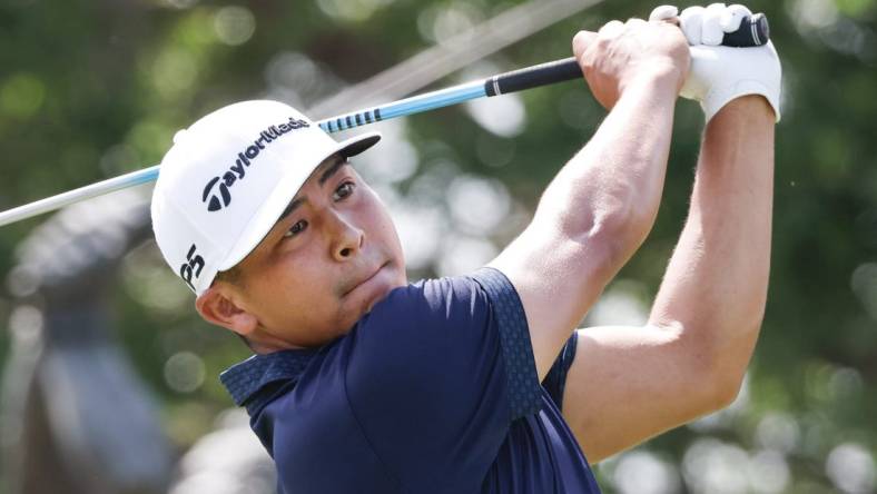 Mar 5, 2023; Orlando, Florida, USA; Kurt Kitayama hits his drive on the first hole during the final round of the Arnold Palmer Invitational golf tournament. Mandatory Credit: Reinhold Matay-USA TODAY Sports