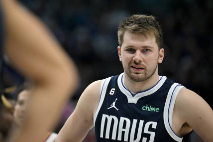 Mar 5, 2023; Dallas, Texas, USA; Dallas Mavericks guard Luka Doncic (77) during the game between the Dallas Mavericks and the Phoenix Suns at the American Airlines Center. Mandatory Credit: Jerome Miron-USA TODAY Sports