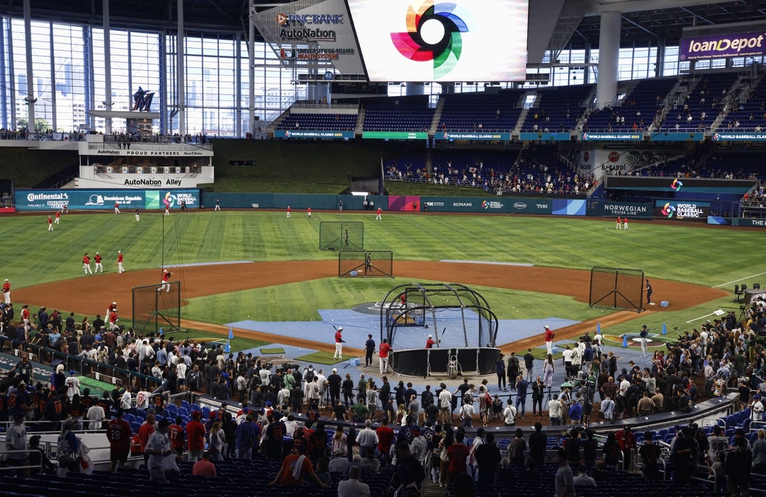 Mar 21, 2023; Miami, Florida, USA;  A general view of LoanDepot park prior to the finals game between Japan and the USA at LoanDepot Park. Mandatory Credit: Rhona Wise-USA TODAY Sports