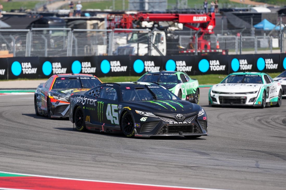 Mar 26, 2023; Austin, Texas, USA; NASCAR Cup Series driver Tyler Reddick (45) at Circuit of the Americas. Mandatory Credit: Daniel Dunn-USA TODAY Sports