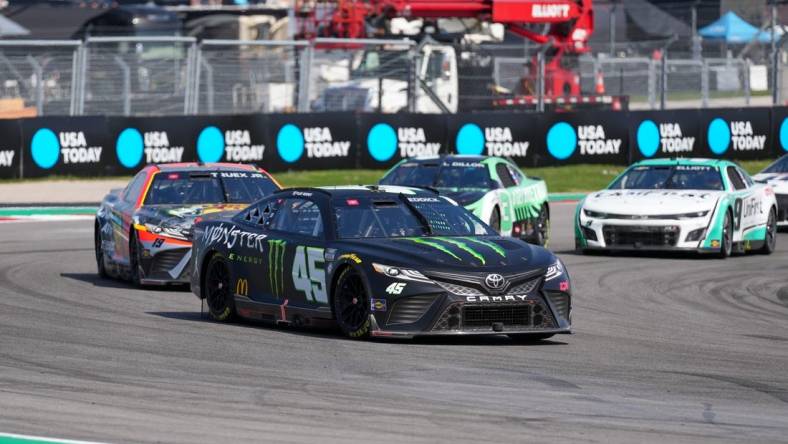 Mar 26, 2023; Austin, Texas, USA; NASCAR Cup Series driver Tyler Reddick (45) at Circuit of the Americas. Mandatory Credit: Daniel Dunn-USA TODAY Sports