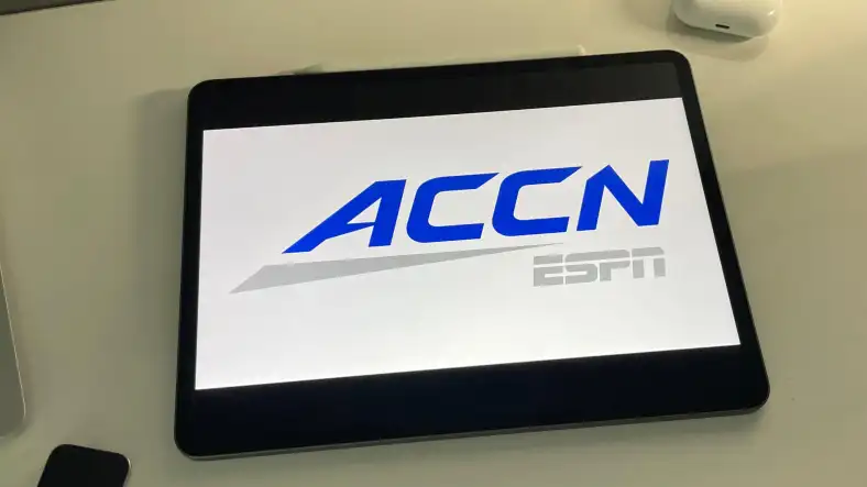 ACC network logo on an iPad