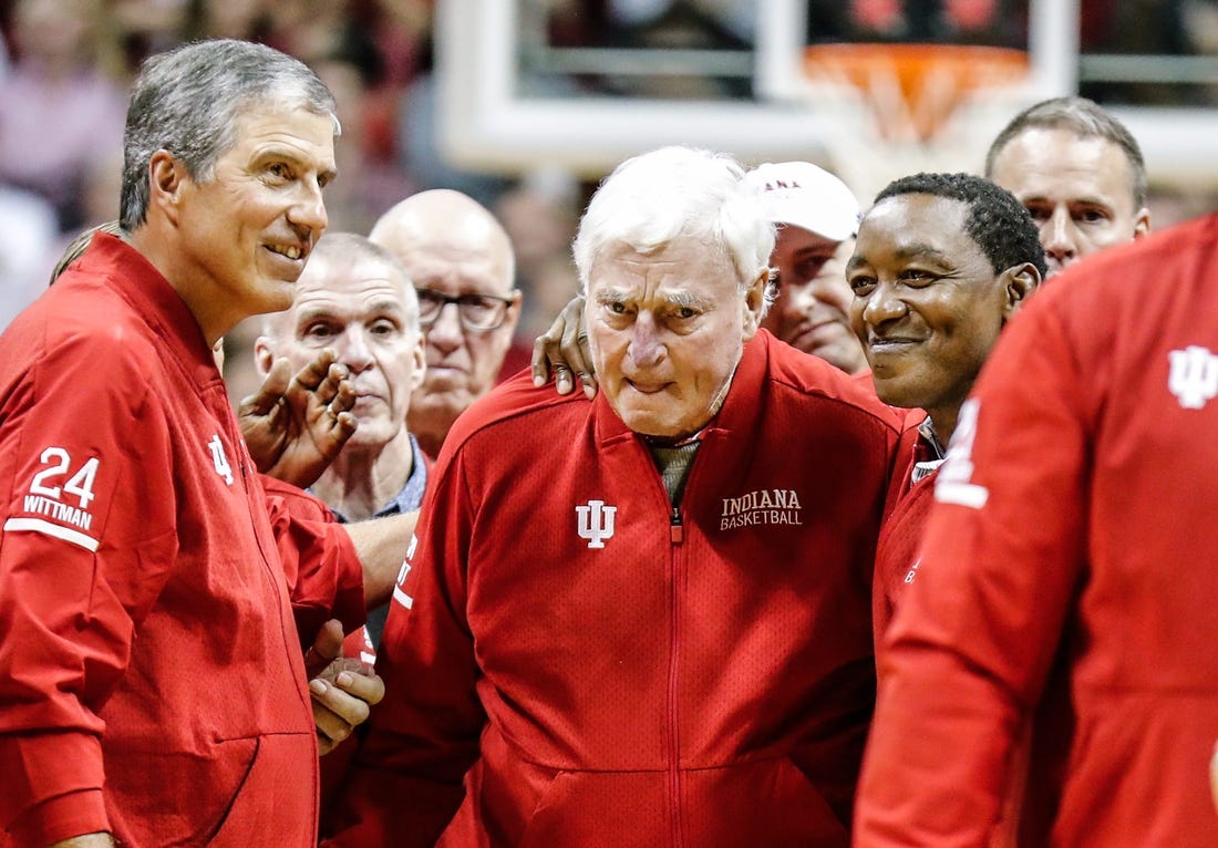 Former Indiana University Hoosier Head Coach Bobby Knight makes his first public appearance at IU Simon Skjodt Assembly Hall in years, during a game between the IU Hoosiers and the Purdue Boilermakers, at IU, Saturday, Feb. 8, 2020.

Cent02 797efx6io8ynq0twjxc Original