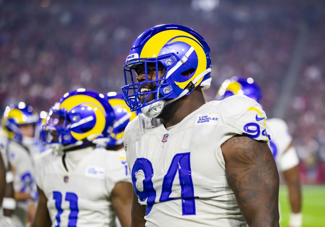 Dec 13, 2021; Glendale, Arizona, USA; Los Angeles Rams defensive lineman A'Shawn Robinson (94) against the Arizona Cardinals at State Farm Stadium. Mandatory Credit: Mark J. Rebilas-USA TODAY Sports