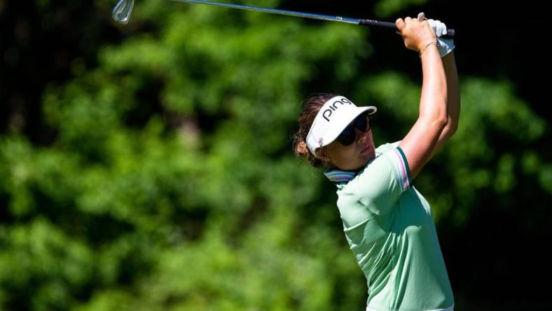 Linnea Johansson tees off as she competes in the second round of the Meijer LPGA Classic Friday, June 17, 2022, at Blythefield Country Club in Belmont Michigan.

Meijer Lpga Classic 2022 95