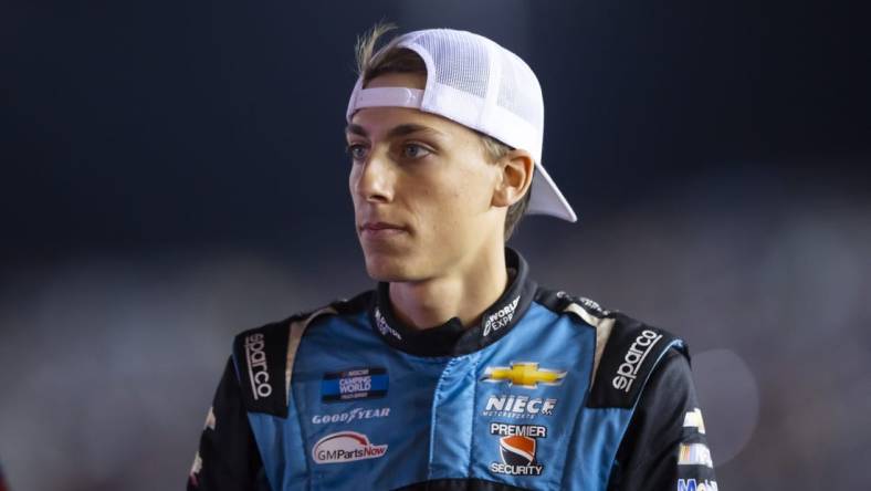 Nov 4, 2022; Avondale, Arizona, USA; Camping World Truck Series driver Carson Hocevar during the Lucas Oil 150 Truck Series Championship at Phoenix Raceway. Mandatory Credit: Mark J. Rebilas-USA TODAY Sports