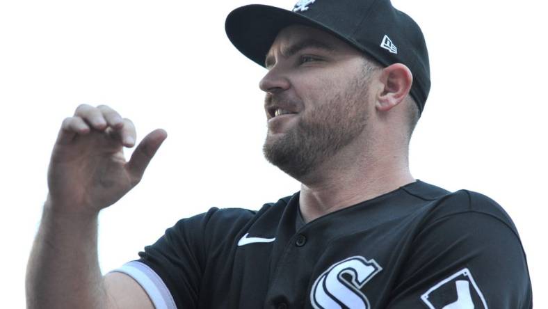 Sep 29, 2022; Minneapolis, Minnesota, USA; Chicago White Sox relief pitcher Liam Hendriks (31) looks on after the game against the Minnesota Twins at Target Field. Mandatory Credit: Jeffrey Becker-USA TODAY Sports