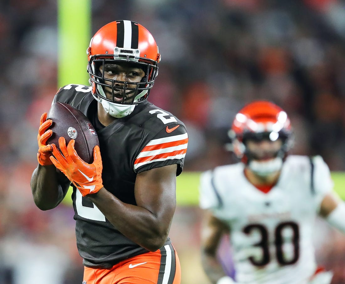 Browns wide receiver Amari Cooper catches a second-half pass for a first down against the Bengals on Oct. 31, 2022.

Brownsbengalsmnf 11