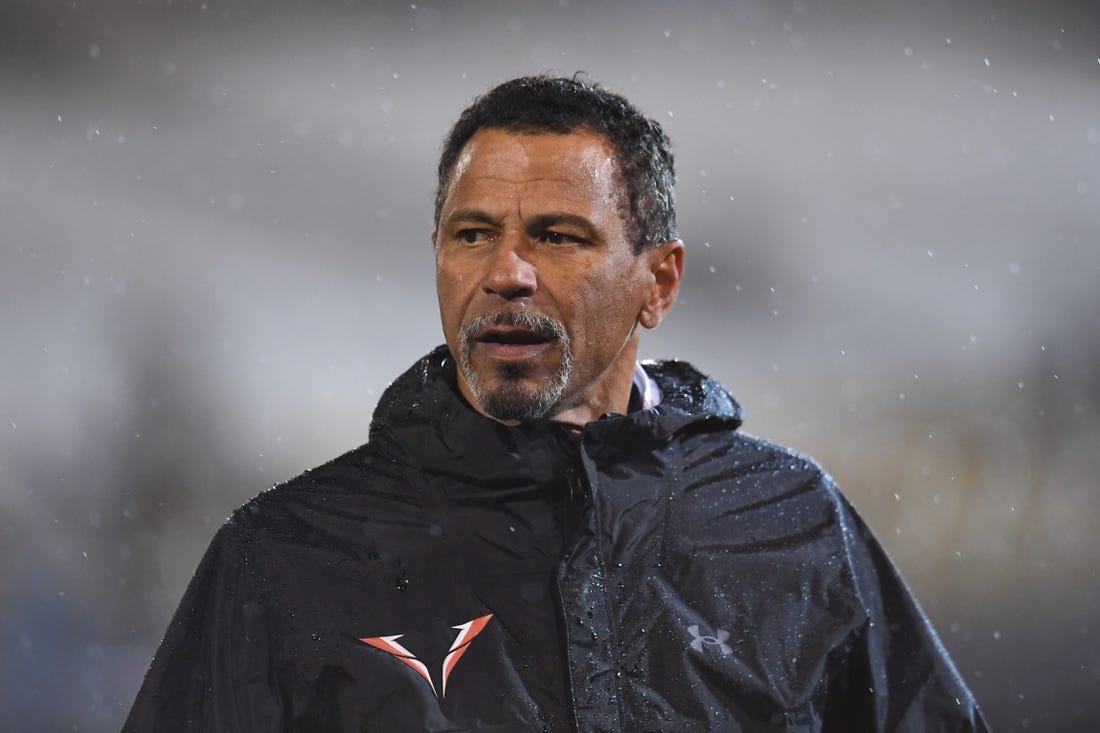 Feb 25, 2023; Las Vegas, NV, USA; Vegas Vipers head coach Ron Woodson looks on during the third quarter against the D.C. Defenders at Cashman Field. Mandatory Credit: Candice Ward-USA TODAY Sports