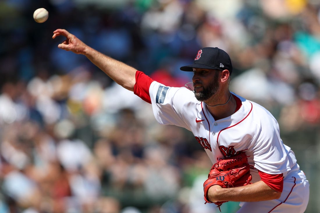 Mar 12, 2023; Fort Myers, Florida, USA;  Boston Red Sox relief pitcher Chris Martin (55) throws a pitch against the New York Yankees in the fifth inning during spring training at JetBlue Park at Fenway South. Mandatory Credit: Nathan Ray Seebeck-USA TODAY Sports