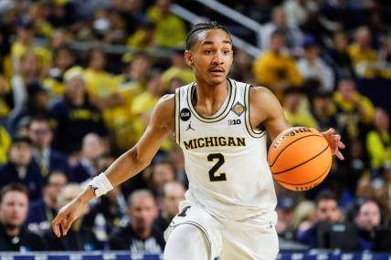 Michigan guard Kobe Bufkin (2) dribbles against Toledo during the second half of the first round of the NIT at Crisler Center in Ann Arbor on Tuesday, March 14, 2023.