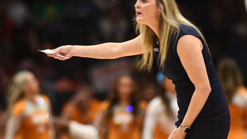 Tennessee basketball coach Kellie Harper during the Sweet 16 game against Virginia Tech in the NCAA college basketball tournament at Climate Pledge Arena in Seattle, WA on Saturday, March 25, 2023.

Ncaa Basketball Lady Vols Va Tech