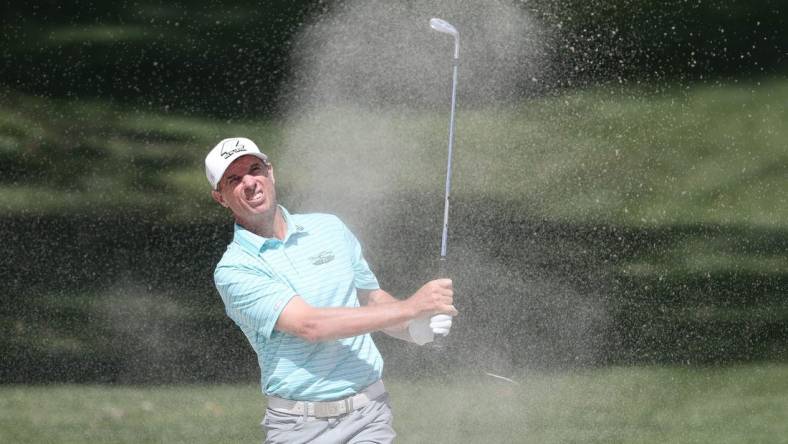 Steven Alker hits out of a greenside bunker on the 11th hole during the Galleri Classic at Mission Hills Country Club in Rancho Mirage, March 26, 2023.

Galleri Classic Sunday 9