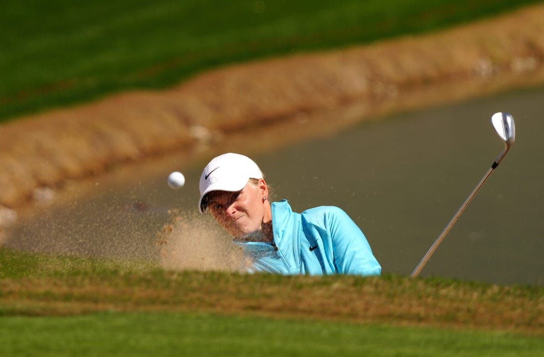 Frida Kinhult hits from the bunker during the second round of the LPGA Drive On Championship at Superstition Mountain Golf & Country Club in Gold Canyon on March 24, 2023.

Lpga Lpga At Superstition Mountain