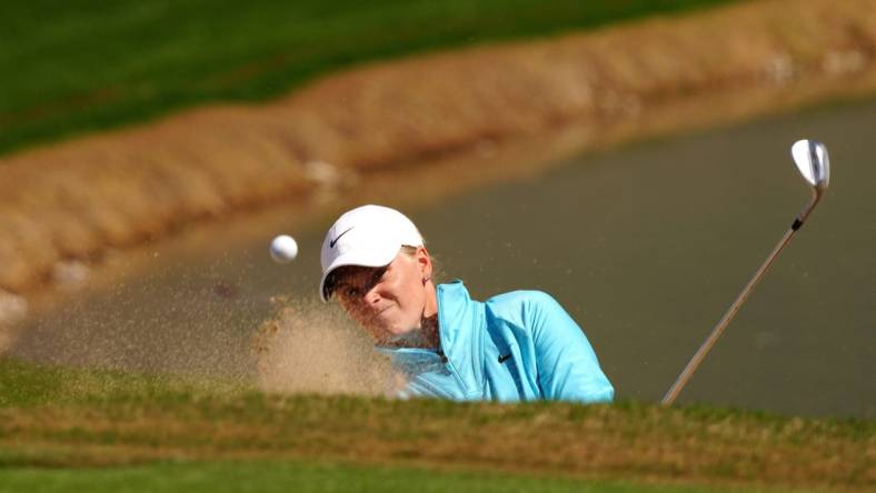 Frida Kinhult hits from the bunker during the second round of the LPGA Drive On Championship at Superstition Mountain Golf & Country Club in Gold Canyon on March 24, 2023.

Lpga Lpga At Superstition Mountain