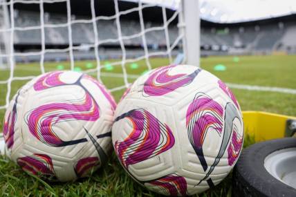 Apr 1, 2023; Louisville, Kentucky, USA; General view of balls in the stadium before the game between Washington Spirit and Racing Louisville FC at Lynn Family Stadium. Mandatory Credit: EM Dash-USA TODAY Sports