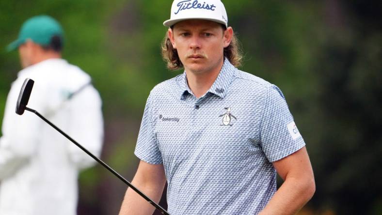 Apr 4, 2023; Augusta, Georgia, USA; Cameron Smith putts on the no. 3 green during a practice round for The Masters golf tournament at Augusta National Golf Club. Mandatory Credit: Danielle Parhizkaran-USA TODAY Network