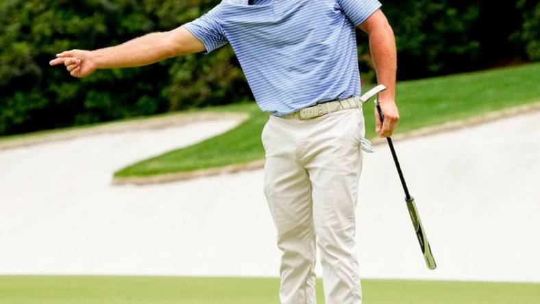 April 6: Bryson DeChambeau reacts after missing his putt on the 13th green during the first round of the Masters.

Pga Masters Tournament First Round