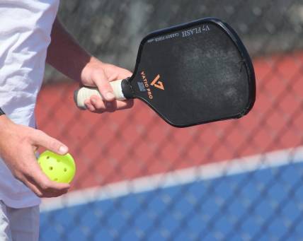 A look at some of the pickleball paddles used at the Minto US Open Pickleball Championships at East Naples Community Park on Monday, April 17, 2023.

A07v8433