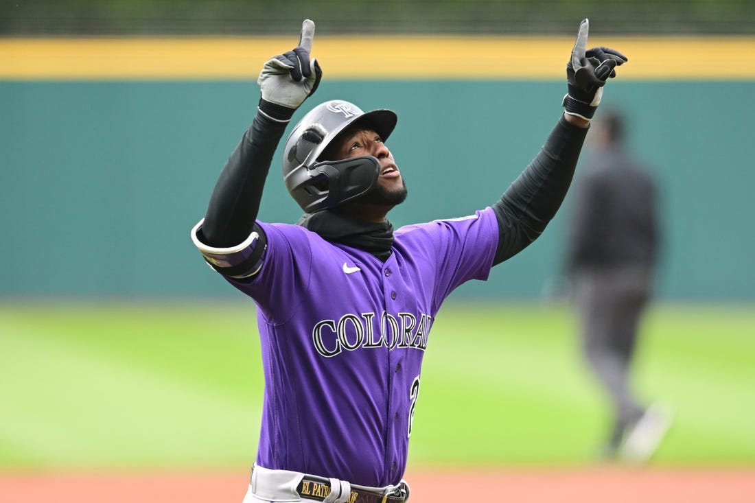 Jurickson Profar of the Colorado Rockies prepares for a game