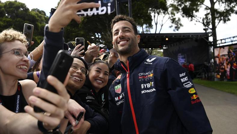 Red Bull's Daniel Ricciardo arriving at the Melbourne Grand Prix Circuit on March 30, 2023.