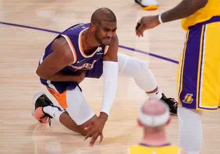 Suns guard Chris Paul could be out for multiple games with a groin injury. Mandatory Credit: Robert Hanashiro-USA TODAY Sports