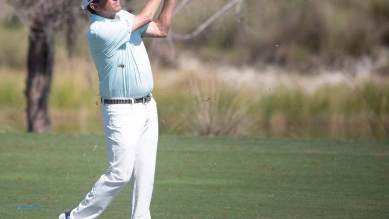 Billy Andrade watches a hit during the Chubb Classic's final round on Sunday, Feb. 20, 2022 at the Tibur  n Golf Club in Naples, Fla.

Ndn 20220220 Chubb Classic Final Round 0142