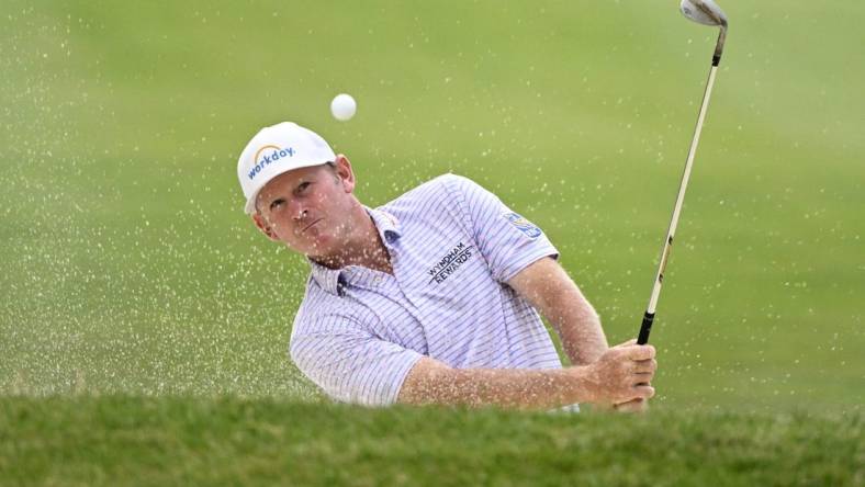 Jul 1, 2022; Silvis, Illinois, USA; Brandt Snedeker hits onto the second green during the second round of the John Deere Classic golf tournament. Mandatory Credit: Marc Lebryk-USA TODAY Sports