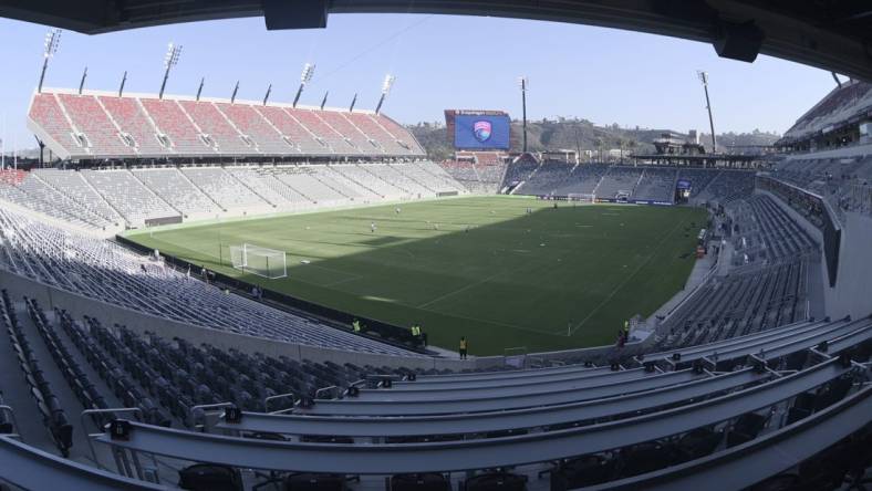 Sep 17, 2022; San Diego, California, USA; A general view inside Snapdragon Stadium prior to the match between San Diego Wave FC and Angel City FC. Mandatory Credit: Kelvin Kuo-USA TODAY Sports