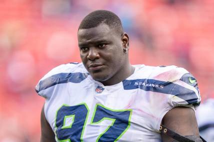 September 18, 2022; Santa Clara, California, USA; Seattle Seahawks defensive tackle Poona Ford (97) after the game against the San Francisco 49ers at Levi's Stadium. Mandatory Credit: Kyle Terada-USA TODAY Sports