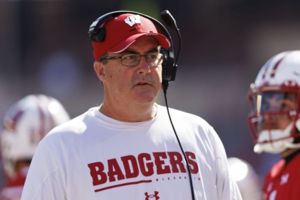Oct 1, 2022; Madison, Wisconsin, USA;  Wisconsin Badgers head coach Paul Chryst during the game against the Illinois Fighting Illini at Camp Randall Stadium. Mandatory Credit: Jeff Hanisch-USA TODAY Sports