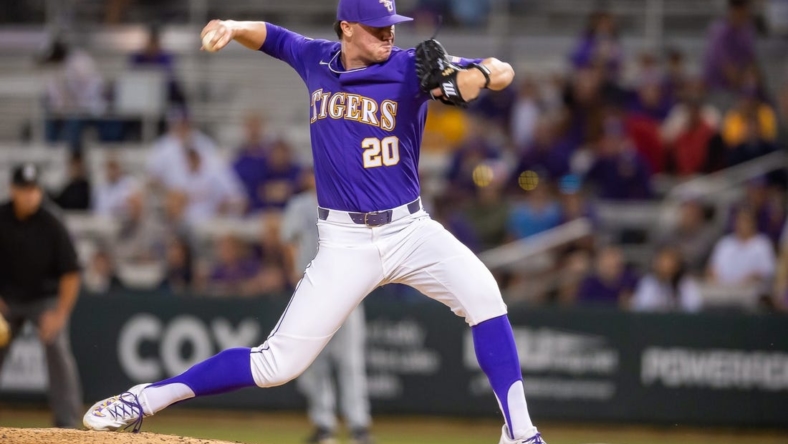 Tigers starting pitcher Paul Skenes on the mound as The LSU Tigers take on the Butler Bulldogs at Alex Box Stadium in Baton Rouge, La. Friday, March 3, 2023.

Lsu Vs Butler Baseball 5117