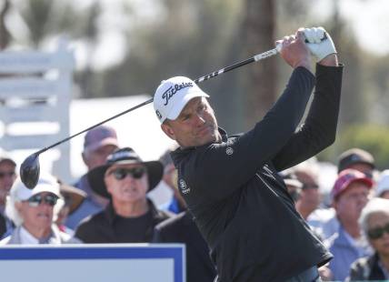 Robert Karlsson tees off on the first hole during the Galleri Classic at Mission Hills Country Club in Rancho Mirage, March 25, 2023.

Galleri Classic Saturday 3