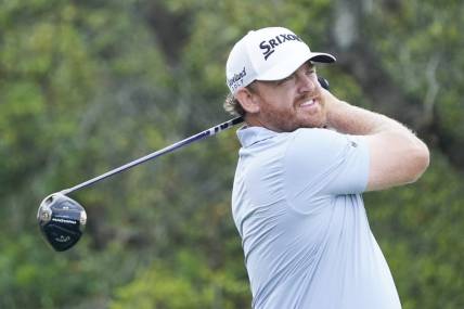 Mar 30, 2023; San Antonio, Texas, USA; J.B. Holmes plays his shot from the first tee during the first round of the Valero Texas Open golf tournament. Mandatory Credit: Raymond Carlin III-USA TODAY Sports