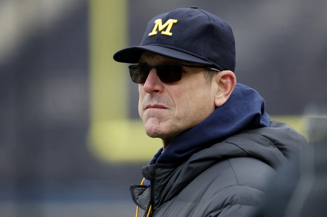 Michigan Wolverines head coach Jim Harbaugh accepted Schemy Schembechler's resignation three days after he was hired. Mandatory Credit: Rick Osentoski-USA TODAY Sports