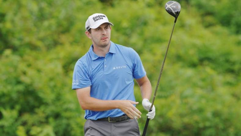 Apr 23, 2023; Avondale, Louisiana, USA; Patrick Cantlay hits a tee shot on the second hole during the final round of the Zurich Classic of New Orleans golf tournament. Mandatory Credit: Andrew Wevers-USA TODAY Sports