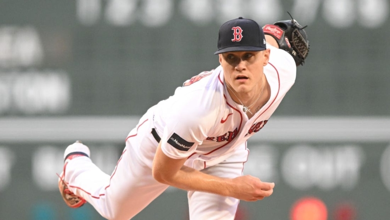 May 15, 2023; Boston, Massachusetts, USA; Boston Red Sox starting pitcher Tanner Houck (89) pitches against the Seattle Mariners during the first inning at Fenway Park. Mandatory Credit: Brian Fluharty-USA TODAY Sports