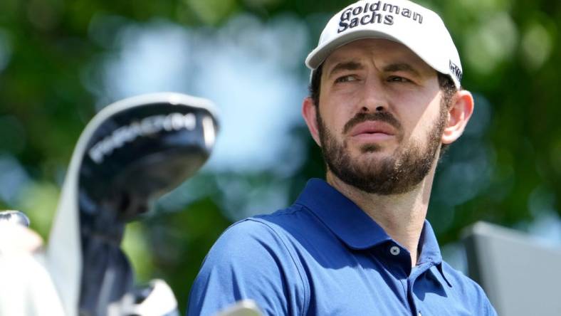 May 30, 2023; Dublin, Ohio, USA;  Patrick Cantlay waits to tee off on the third hole during a practice round for the Memorial Tournament at Muirlfield Village Golf Club.