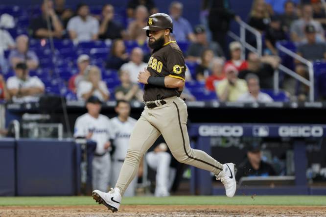 Matt Carpenter of the San Diego Padres hits two-RBI double against