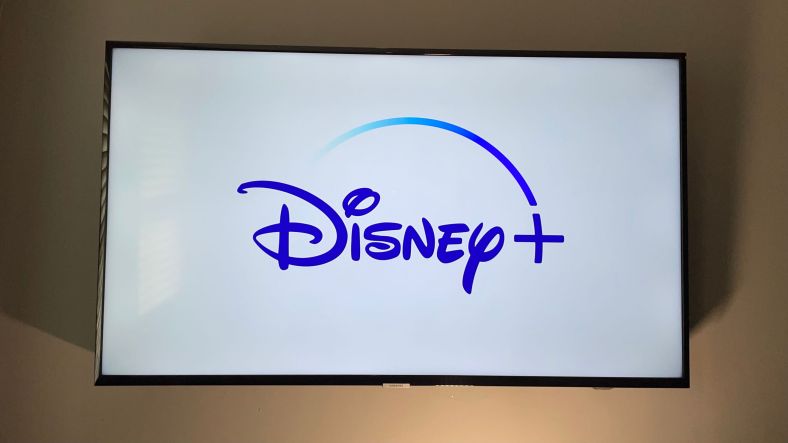 Disney Plus logo on hanging TV
