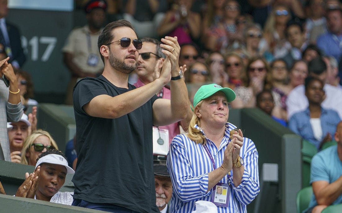 Jul 11, 2019; London, United Kingdom; Alexis Ohanian in attendance for the Serena Williams (USA) and  Barbora Strycova (CZE) match on day 10 at the All England Lawn and Croquet Club. Mandatory Credit: Susan Mullane-USA TODAY Sports