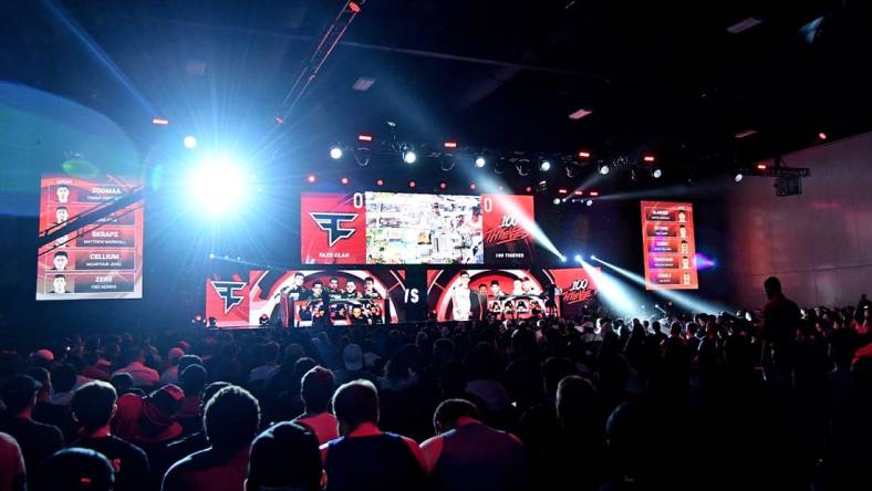 Jul 20, 2019; Miami Beach, FL, USA; Gameplay starts between Faze Clan and 100 Thieves during the Call of Duty League Finals e-sports event at Miami Beach Convention Center. Mandatory Credit: Jasen Vinlove-USA TODAY Sports