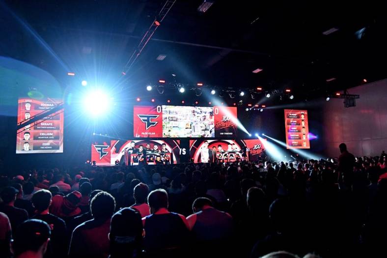 Jul 20, 2019; Miami Beach, FL, USA; Gameplay starts between Faze Clan and 100 Thieves during the Call of Duty League Finals e-sports event at Miami Beach Convention Center. Mandatory Credit: Jasen Vinlove-USA TODAY Sports