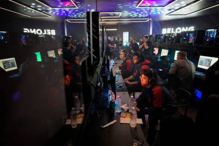 The Paris Legion team competes in the Call of Duty League Pro-Am Classic esports tournament at Belong Gaming Arena in Columbus on May 6, 2022.

Call Of Duty Esports Tournament