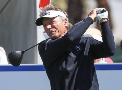 Bernhard Langer tees off on the first hole during the Galleri Classic at Mission Hills Country Club in Rancho Mirage, March 24, 2023.

Galleri Classic Friday 18